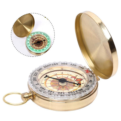 Navigation Compass, Gold Plated Copper, Glows In Dark