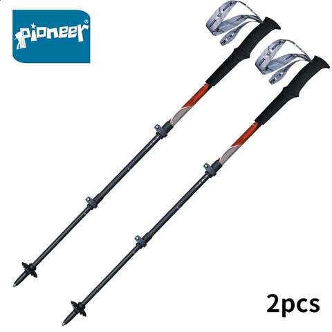 Pioneer 2 Pcs  Carbon Fiber  Walking Sticks Telescopic