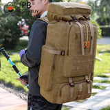 80L CANVAS Backpacks Black/Khaki