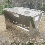 Charcoal Stove/Grill, Folding, StainlessSteel