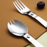 Stainless Steel Folding   Fork,Spoon,Spork in case w/clip