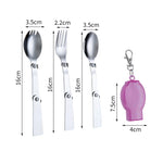 Stainless Steel Folding   Fork,Spoon,Spork in case w/clip