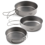 Titanium 3pc  Pans/Bowls  FoldableHandle  Stackable