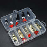 10pcs Spoon Bait Set, Hard Bait Kit  w/box, Metal