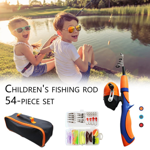 54pc Kids Fishing Pole Set, Telescopic