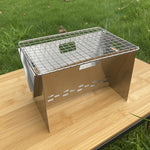 Charcoal Stove/Grill, Folding, StainlessSteel