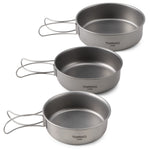 Titanium 3pc  Pans/Bowls  FoldableHandle  Stackable