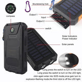 Solar Power Bank w/Compass,Flashlight & 2USB ports