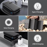 Solar Power Bank 5W Qi  w/Wireless Charger & Lights