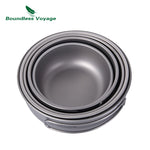 Titanium Pans Bowls Dishes Set w/Folding Handles